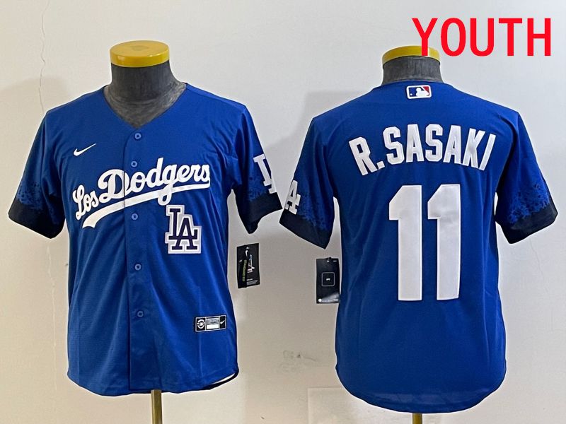 Youth Los Angeles Dodgers #11 R.Sasaki Blue City Edition Game 2025 Nike MLB Jersey style 5